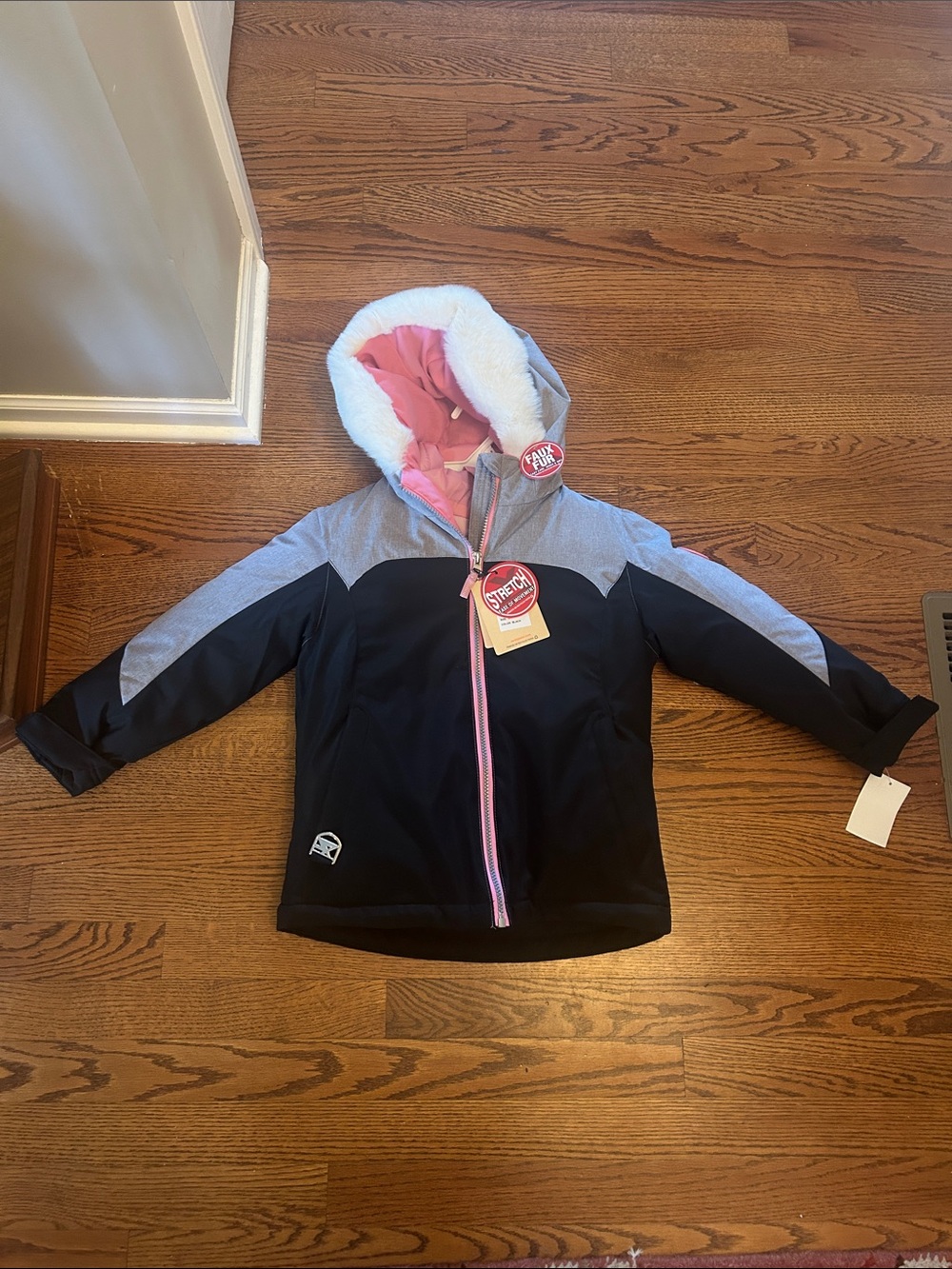 ZeroXposur Black Gray Pink Girls' Hooded Winter Jacket